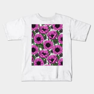 Pink anemone garden Kids T-Shirt